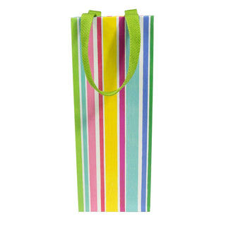 Caspari Cabana Stripe Bright Bottle Bag 5 X 3 1/2 X 13 10068B4