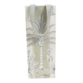 Caspari Southern Palms Ivory/Flax Bottle Bag 5 X 3 1/2 X 13 100700B4