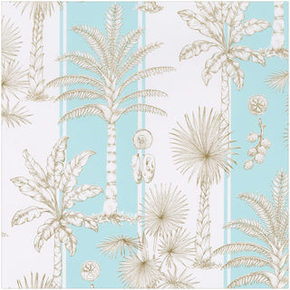 Caspari Southern Palms-Robin's Egg/White Roll Wrap 30 Inch X 8Ft-2 Inch Core 100700RC