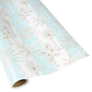 Caspari Southern Palms-Robin's Egg/White Roll Wrap 30 Inch X 8Ft-2 Inch Core 100700RC