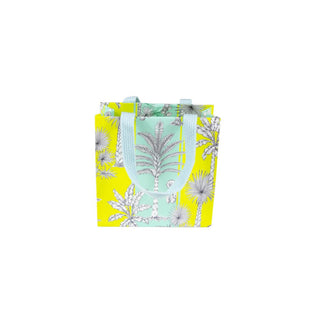 Caspari Southern Palms Turquoise/Lime Gift Bag Sm Sq. 5 3/4X2 1/2 X 5 3/4 10070B1.5