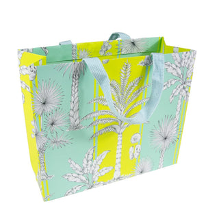Caspari Southern Palms Turquoise/Lime Gift Bag Lg 11 3/4 X 4 3/4 X 10 10070B3