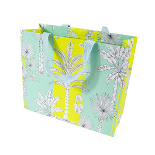 Caspari Southern Palms Turquoise/Lime Gift Bag Lg 11 3/4 X 4 3/4 X 10 10070B3