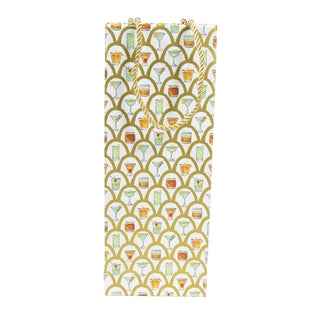 Caspari Deco Cocktails Bottle Bag 5 X 3 1/2 X 13 10073B4