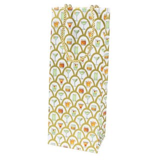 Caspari Deco Cocktails Bottle Bag 5 X 3 1/2 X 13 10073B4