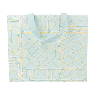 Caspari Bamboo Screen-Robin's Egg Gift Bag Lg 11 3/4 X 4 3/4 X 10 10083B3
