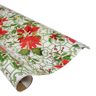 Caspari Christmas Garden White Roll Wrap 30 Inch X 8Ft-2 Inch Core 10091RC