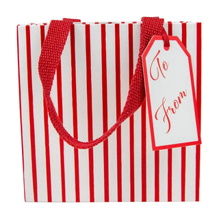 Caspari Stripes For Days Red/White Gift Bag Sm Sq. 5 3/4X2 1/2 X 5 3/4 10092B1.5