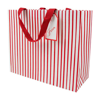 Caspari Stripes For Days Red/White Gift Bag Lg 11 3/4 X 4 3/4 X 10 10092B3