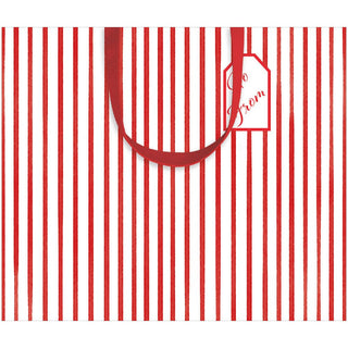 Caspari Stripes For Days Red/White Gift Bag Lg 11 3/4 X 4 3/4 X 10 10092B3
