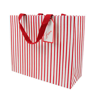 Caspari Stripes For Days Red/White Gift Bag Lg 11 3/4 X 4 3/4 X 10 10092B3