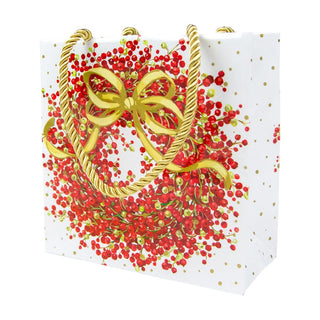 Caspari Pepperberry White Gift Bag Sm Sq. 5 3/4X2 1/2 X 5 3/4 10094B1.5
