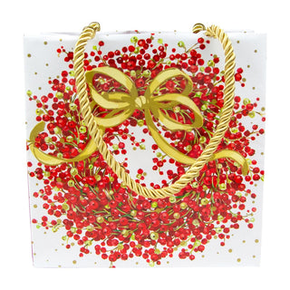 Caspari Pepperberry White Gift Bag Sm Sq. 5 3/4X2 1/2 X 5 3/4 10094B1.5