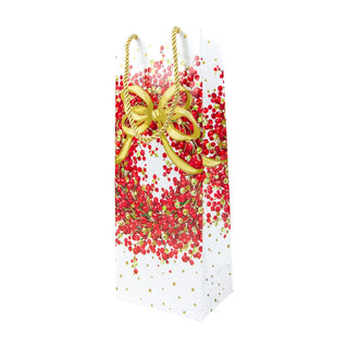 Caspari Pepperberry White Bottle Bag 5 X 3 1/2 X 13 10094B4