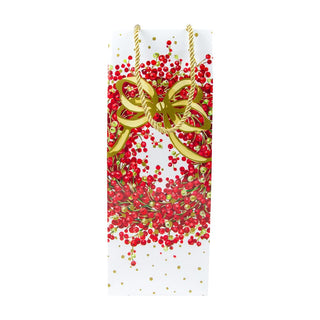 Caspari Pepperberry White Bottle Bag 5 X 3 1/2 X 13 10094B4
