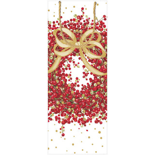 Caspari Pepperberry White Bottle Bag 5 X 3 1/2 X 13 10094B4