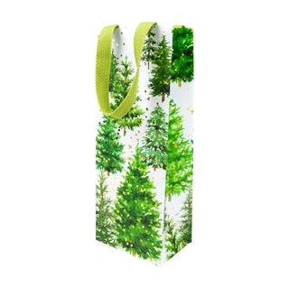 Caspari White Christmas Wine & Bottle Gift Bags - 1 Each 10095B4