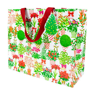 Caspari Christmas Flower Market Gift Bag Lg 11 3/4 X 4 3/4 X 10 10097B3