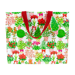 Caspari Christmas Flower Market Gift Bag Lg 11 3/4 X 4 3/4 X 10 10097B3