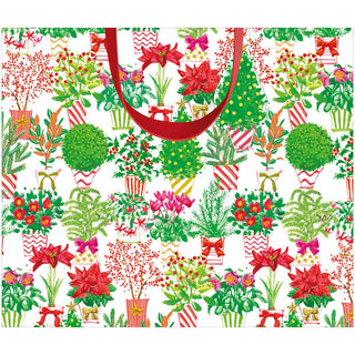 Caspari Christmas Flower Market Gift Bag Lg 11 3/4 X 4 3/4 X 10 10097B3