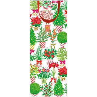 Caspari Christmas Flower Market Bottle Bag 5 X 3 1/2 X 13 10097B4
