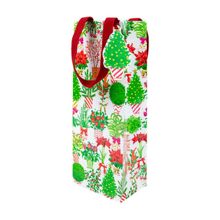Caspari Christmas Flower Market Bottle Bag 5 X 3 1/2 X 13 10097B4