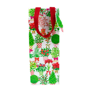 Caspari Christmas Flower Market Bottle Bag 5 X 3 1/2 X 13 10097B4