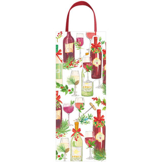 Caspari A Christmas Toast Bottle Bag 5 X 3 1/2 X 13 10099B4
