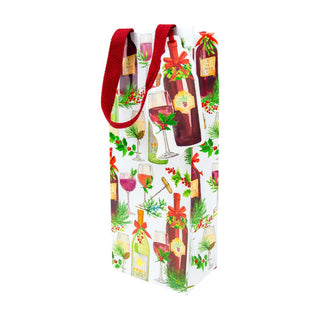 Caspari A Christmas Toast Bottle Bag 5 X 3 1/2 X 13 10099B4