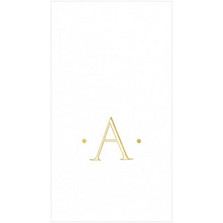 Caspari White Paper Linen with Gold Foil Antique Single Initial "A" Boxed Guest Towel 24-In 100GGGF99.A