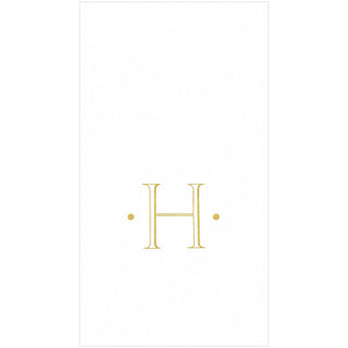 Caspari White Paper Linen with Gold Foil Antique Single Initial "H" Boxed Guest Towel 24-In 100GGGF99.H