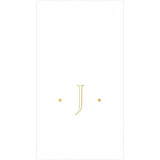 Caspari White Paper Linen with Gold Foil Antique Single Initial "J" Boxed Guest Towel 24-In 100GGGF99.J