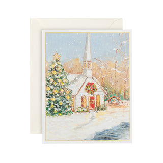 Caspari Church In Snow Petite Boxed Christmas Cards - includes 15 cards & envelopes 101011