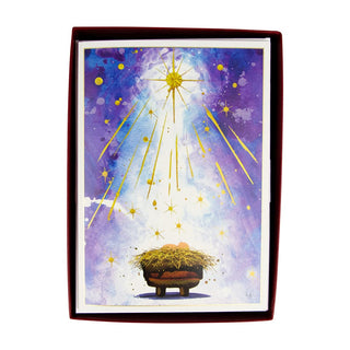 Caspari Creche Small Boxed Christmas Cards - includes 15 cards & envelopes 101117