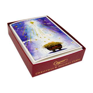 Caspari Creche Small Boxed Christmas Cards - includes 15 cards & envelopes 101117