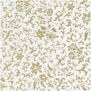 Caspari Flora Scrollwork White/Gold Roll Wrap 30 Inch X 8Ft-2 Inch Core 10111RC