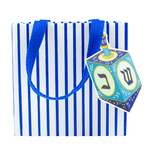 Dreidel And Stripes Gift Bag Sm Sq. 5 3/4X2 1/2 X 5 3/4