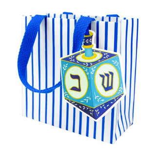 Caspari Dreidel And Stripes Gift Bag Sm Sq. 5 3/4X2 1/2 X 5 3/4 10113B1.5