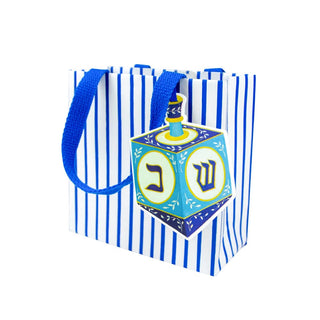 Caspari Dreidel And Stripes Gift Bag Sm Sq. 5 3/4X2 1/2 X 5 3/4 10113B1.5