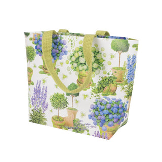 Caspari Potted Hydrangeas Small Tote Sz 8-1/2 X 5-3/4 X 2-1/2 10114B11