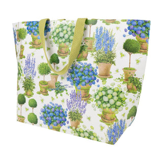 Caspari Potted Hydrangeas Large Tote Size 15 X 10 X 4-1/2 10114B12