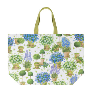 Caspari Potted Hydrangeas Large Tote Size 15 X 10 X 4-1/2 10114B12