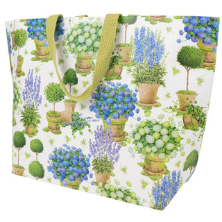 Caspari Potted Hydrangeas Large Tote Size 15 X 10 X 4-1/2 10114B12