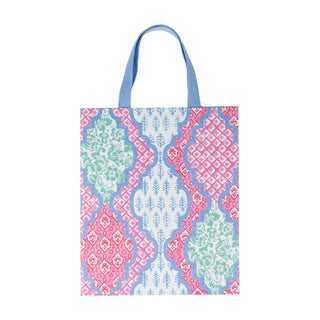 Caspari Provencale Cotton Pink Multi Large Gift Bag 10"L x 4.75"W x 11.75"H - includes 1 bag 10116B7