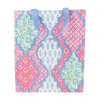Caspari Provencale Cotton Pink Multi Large Gift Bag 10"L x 4.75"W x 11.75"H - includes 1 bag 10116B7