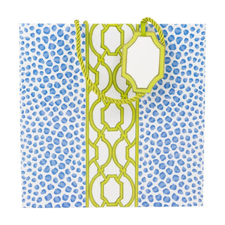 Caspari Knots And Spots Blue/Green Med Square Size 9-3/4 X 9-3/4 X 4 10117B13