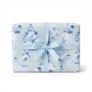 Caspari Glazed Porcelain Celadon Roll Wrap 30 Inch X 8Ft-2 Inch Core 10125RC