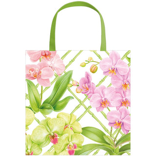 Caspari Orchid Conservatory Small Square Gift Bag - 5.75"L x 2.5" W x 5.75"H - includes 1 bag 10126B1.5