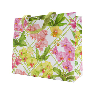 Caspari Orchid Conservatory Large Gift Bag - 11.75"L x 4.75"W x 10"H - includes 1 bag 10126B3