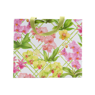 Caspari Orchid Conservatory Large Gift Bag - 11.75"L x 4.75"W x 10"H - includes 1 bag 10126B3